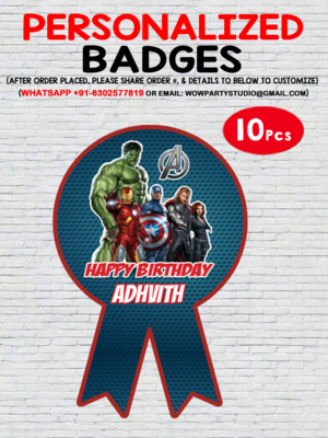 Avengers Theme Birthday Badges (10 Pcs)