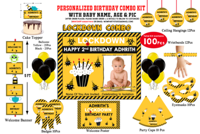 Quarantine / Lockdown Theme - Birthday Party Combo Kit 100Pcs