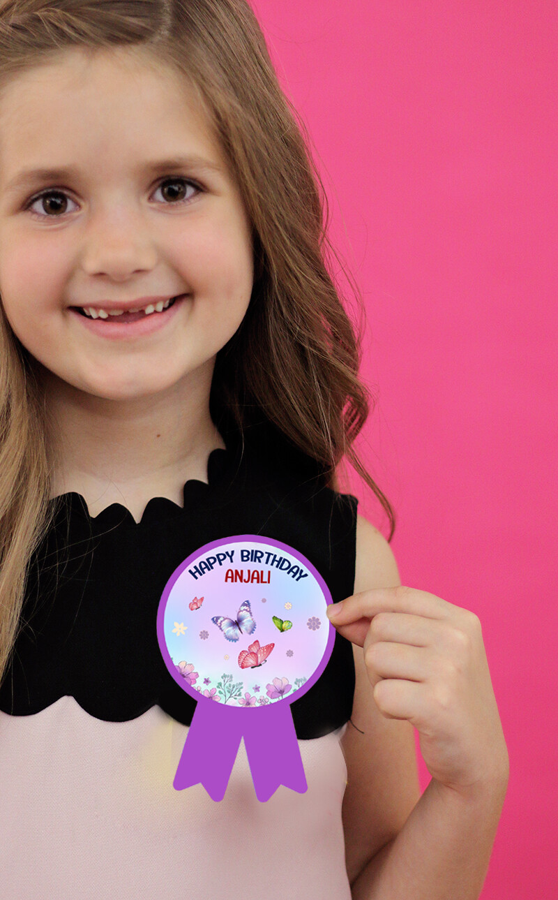 Butterfly Theme Birthday Badges (10 Pcs)
