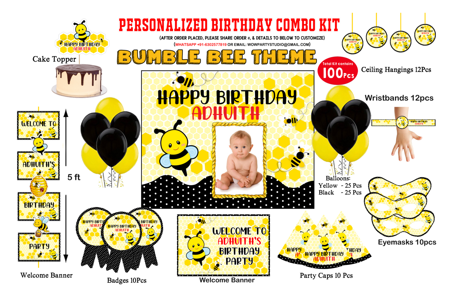 Honey Bee Theme Birthday Party Combo Kit