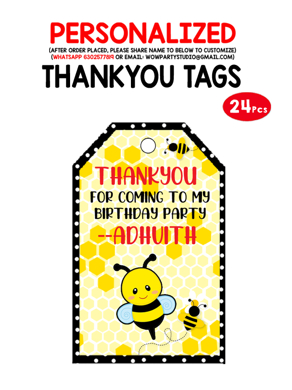 Honey Bee Thank you Tags (24 Pcs)
