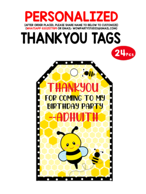 Honey Bee Thank you Tags (24 Pcs)