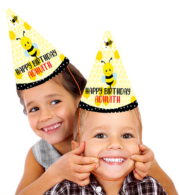 Honey Bee Party Caps / Hats (10 Pcs)