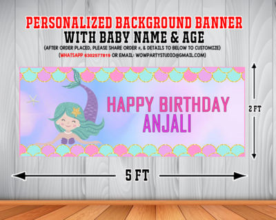 Mermaid Backdrop / Background Banner (2ft x 5ft)