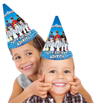 Power Rangers Theme Birthday Party Caps / Hats (10 Pcs)