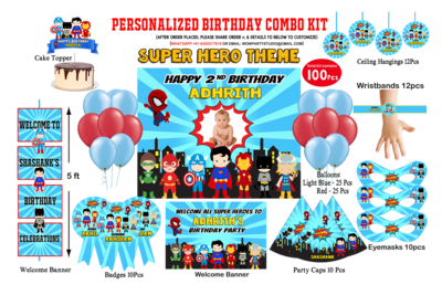 Super Hero - Birthday Party Combo Kit 100Pcs