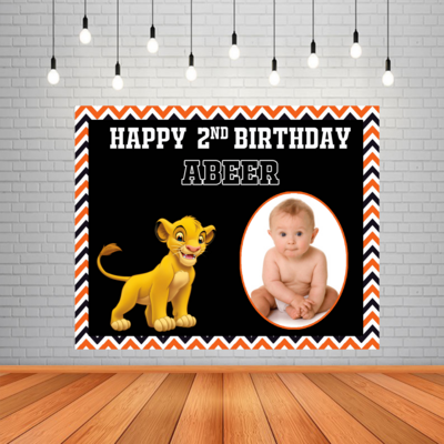 Simba (Lion King) Backdrop / Background Banner With Baby Picture (4ft x 5ft)
