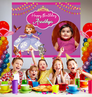 Sofia Backdrop / Background Banner With Baby Picture  (4ft x 5ft)