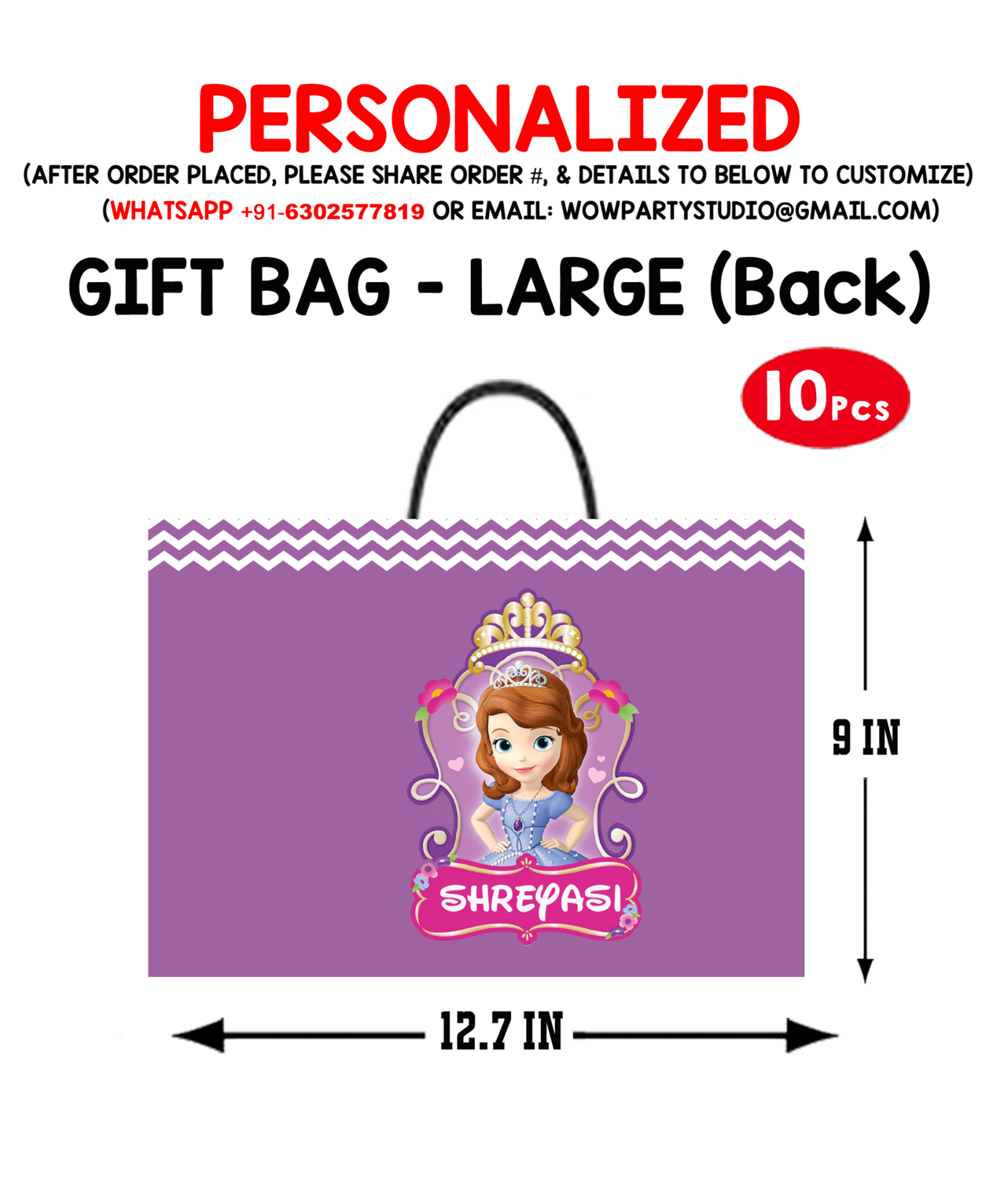 Sofia Theme Gift Bag - Large (10 Pcs)