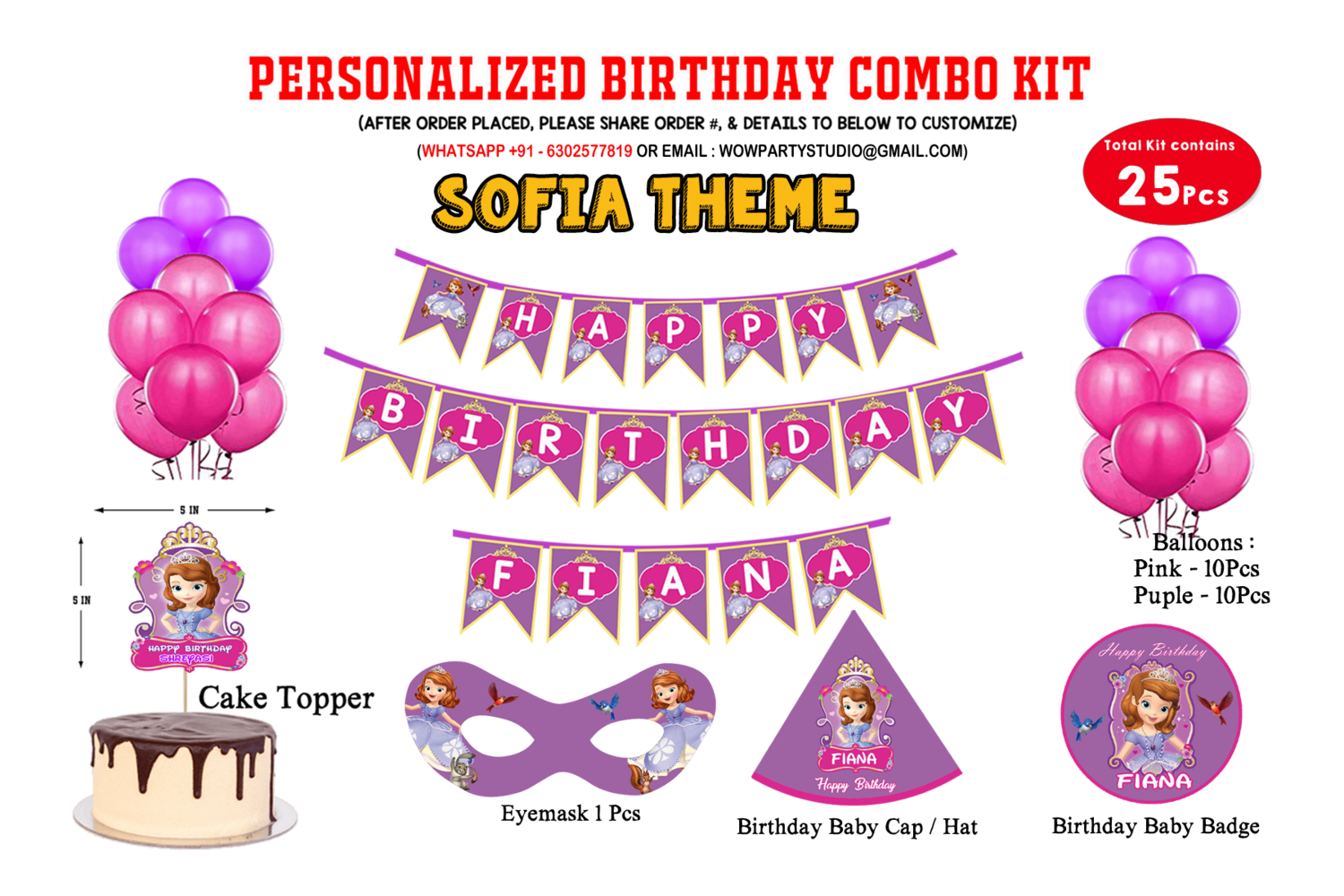 Sofia Theme - Combo Kit 25Pcs