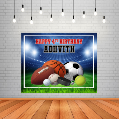 Sports Theme Backdrop / Background Banner (4ft x 5ft)