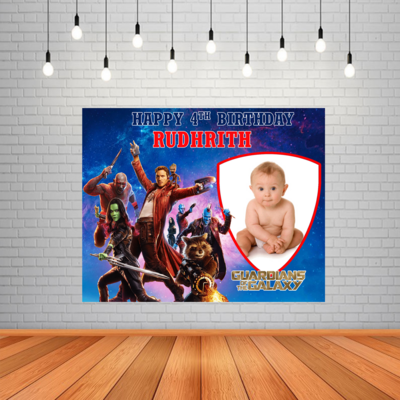 Guardians Of The Galaxy Theme Backdrop / Background Banner With Baby Picture (4ft x 5ft)