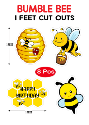Honey Bee Theme Cutouts (1ft) - 8 Pcs