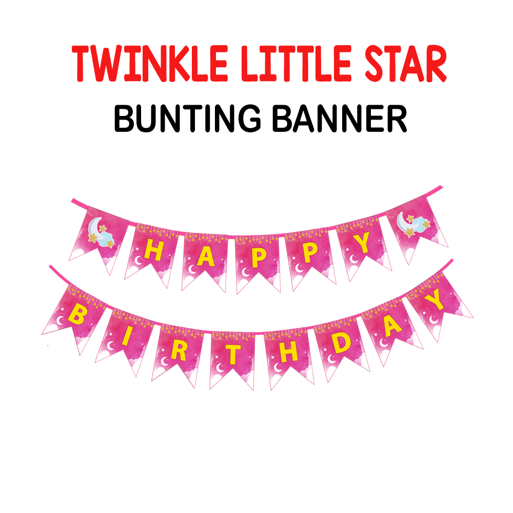 Twinkle Star-Pink Theme - Bunting Banner (Non - Personalized)
