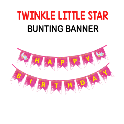 Twinkle Star-Pink Theme - Bunting Banner (Non - Personalized)