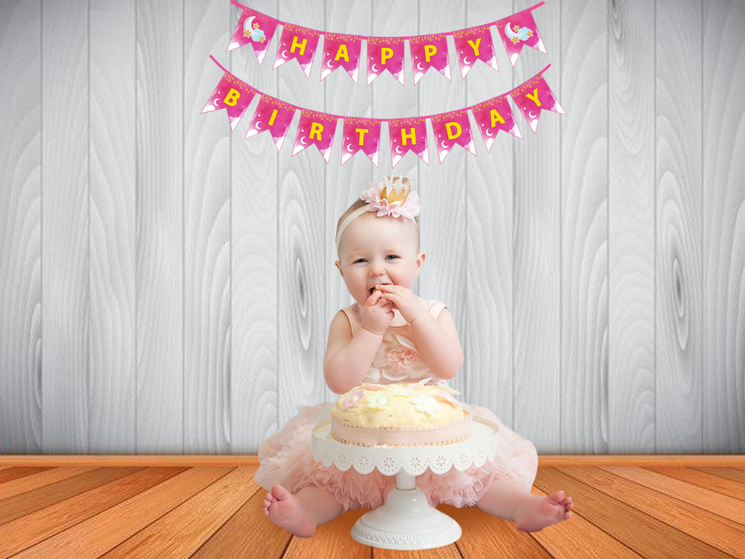 Twinkle Star Pink Theme Bunting Banner (Non - Personalized)