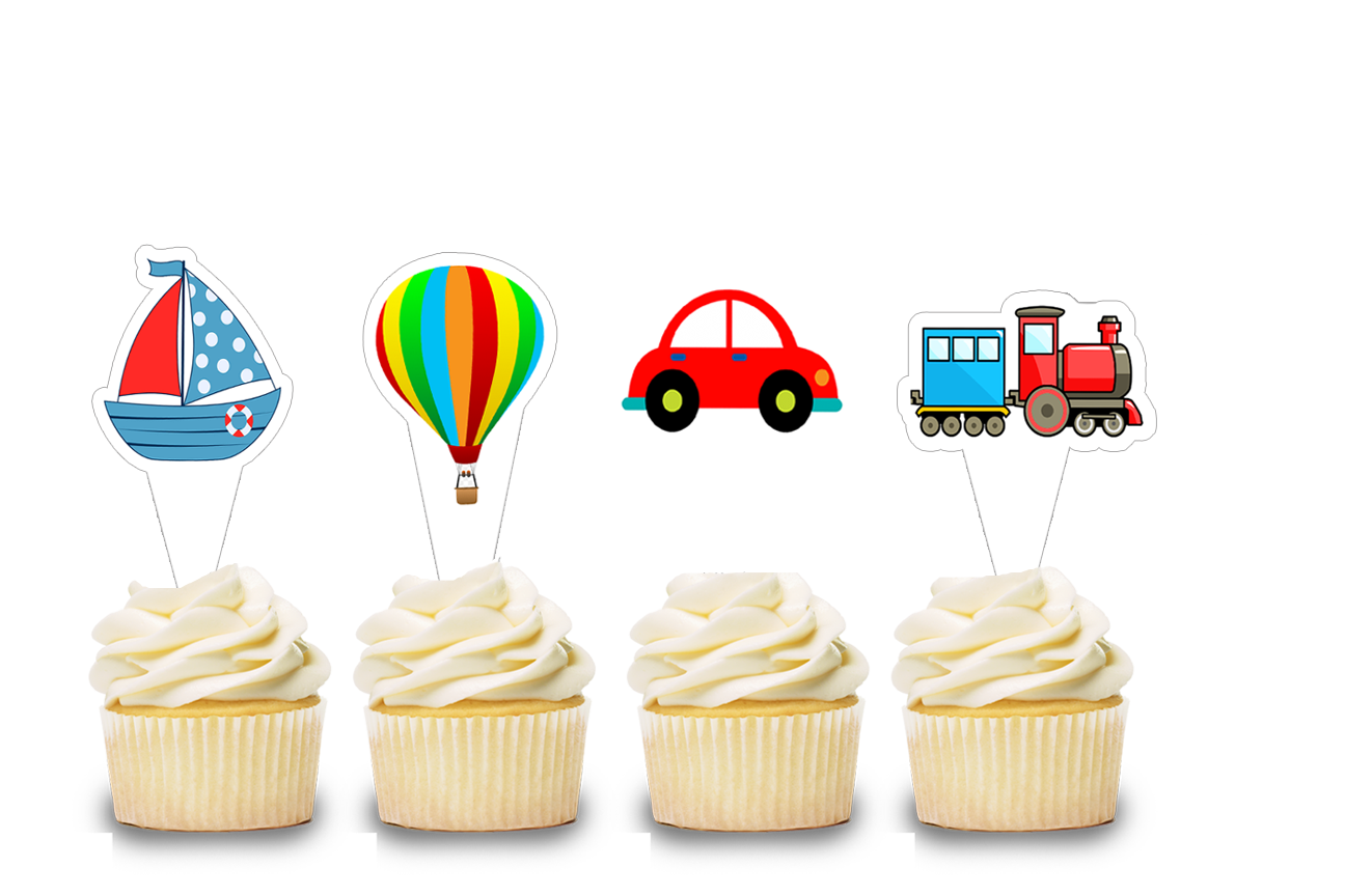 Transport  Theme Cupcake Shape Topper (20 Pcs)