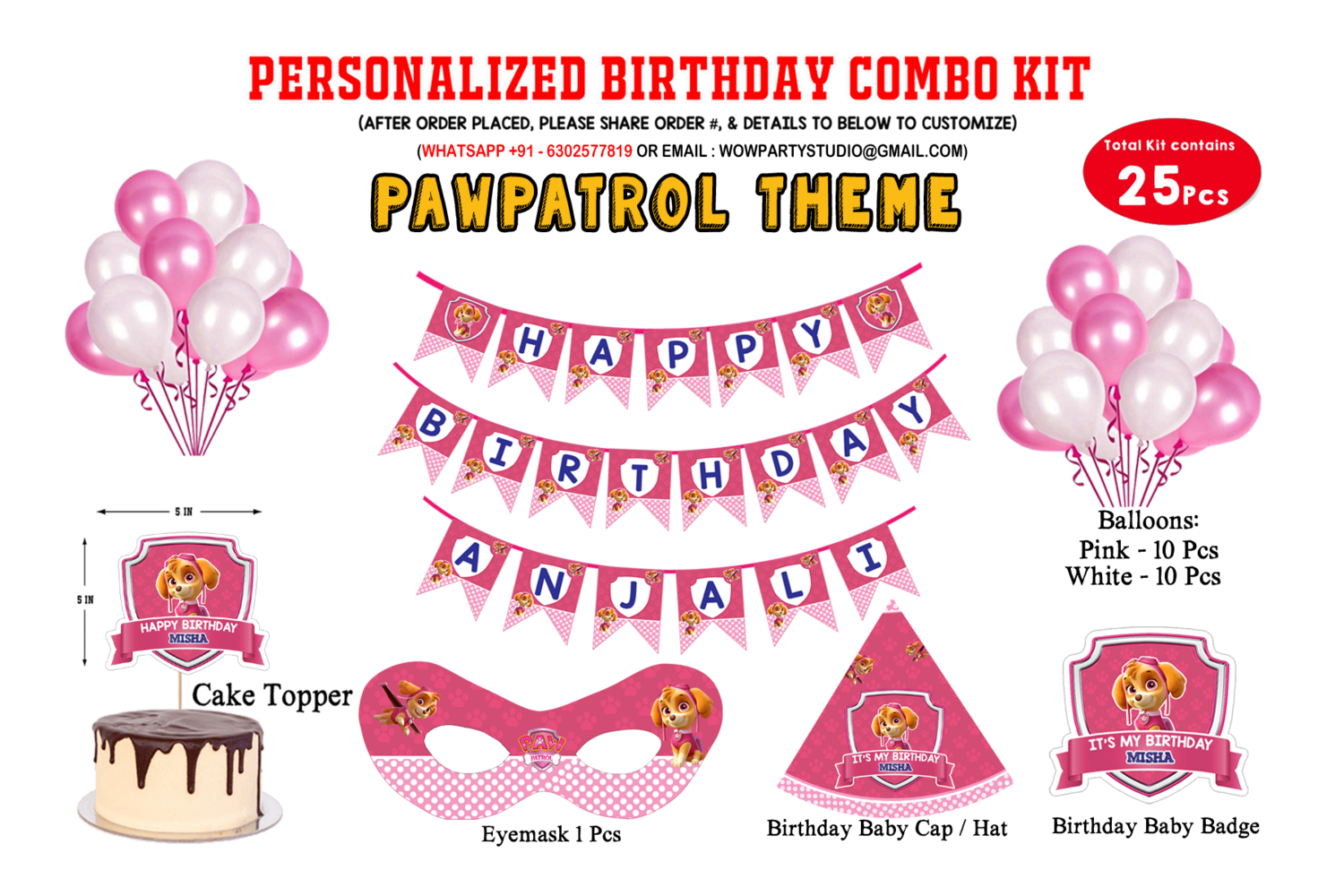 Paw Patrol Pink Theme - Combo Kit 25Pcs