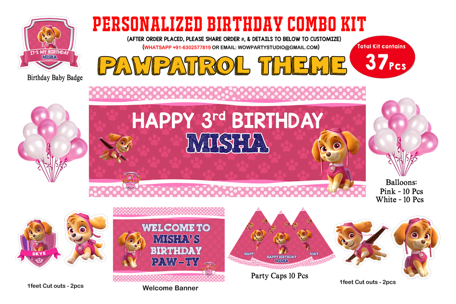 Paw Patrol Pink Theme - Combo Kit 37Pcs