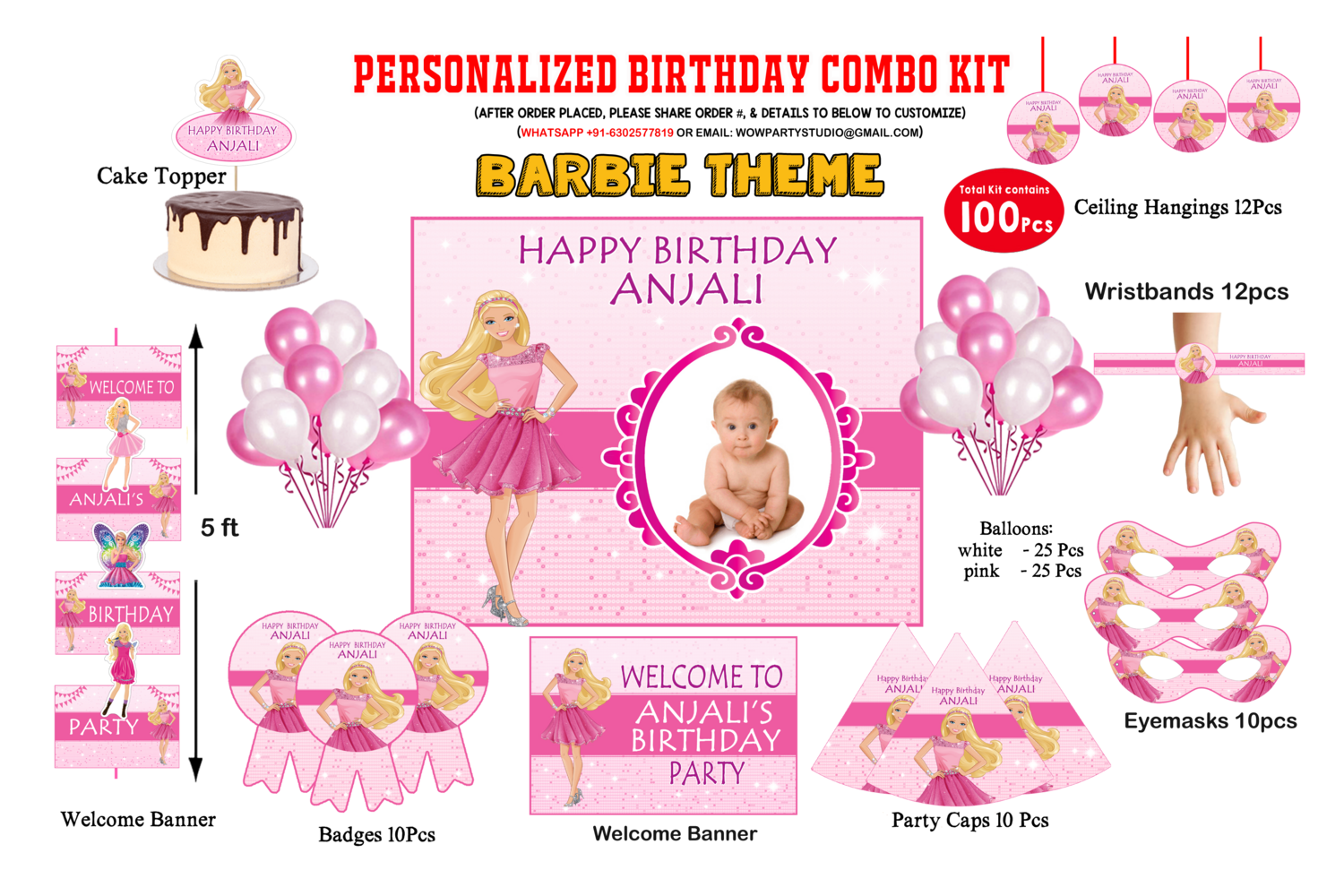 Barbie Theme Birthday Party Combo Kit