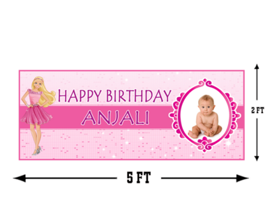 Barbie Backdrop / Background With baby Picture Banner (2ft x 5ft)