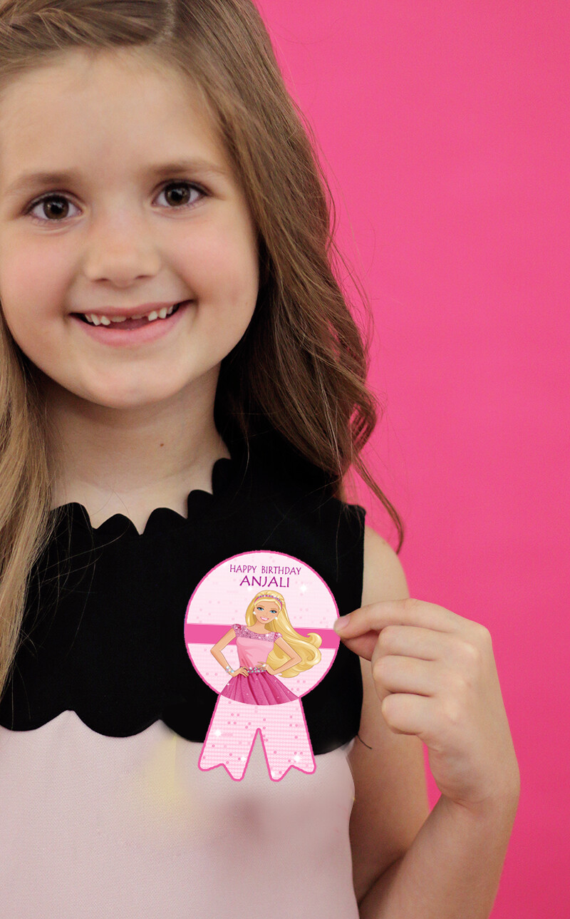 Barbie Theme Birthday Badges (10 Pcs)