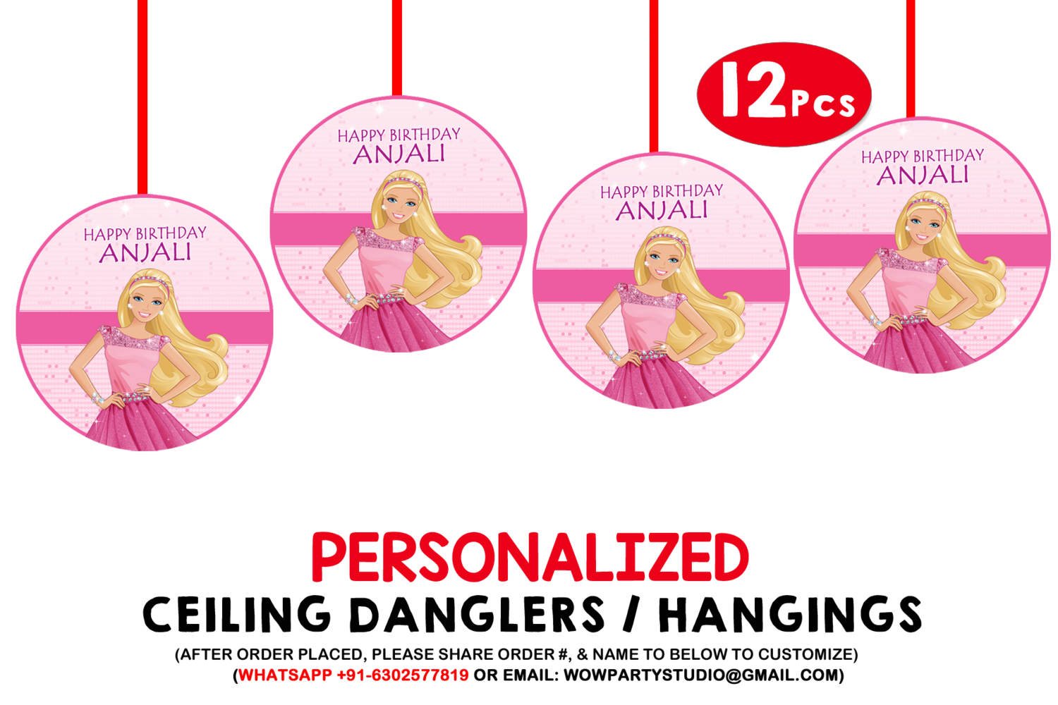 Barbie Ceiling Hangings / Danglers (12 Pcs)