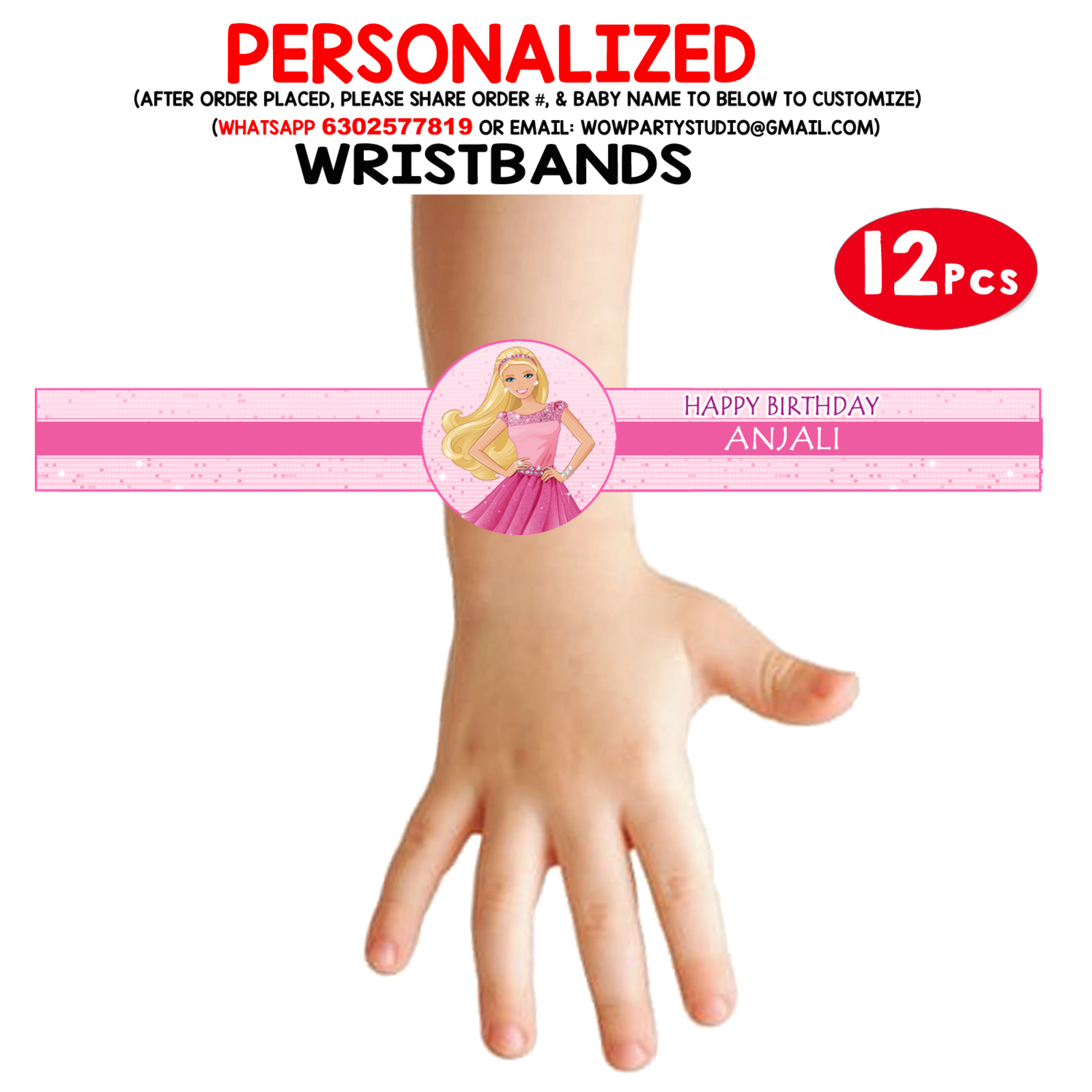 Barbie Theme Wristbands (12 Pcs)