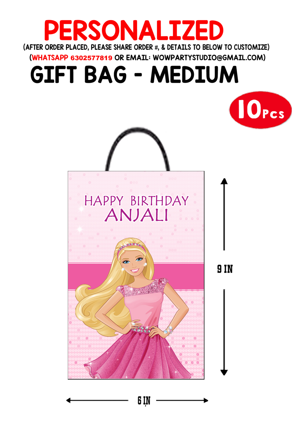 Barbie  Theme - Gift Bag Medium (10 Pcs)