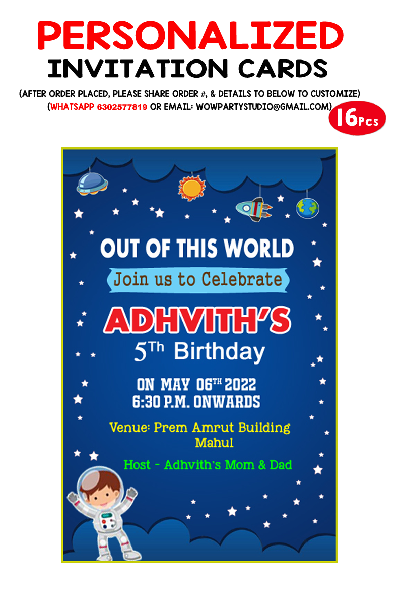Space Invitation Cards (16 Pcs)