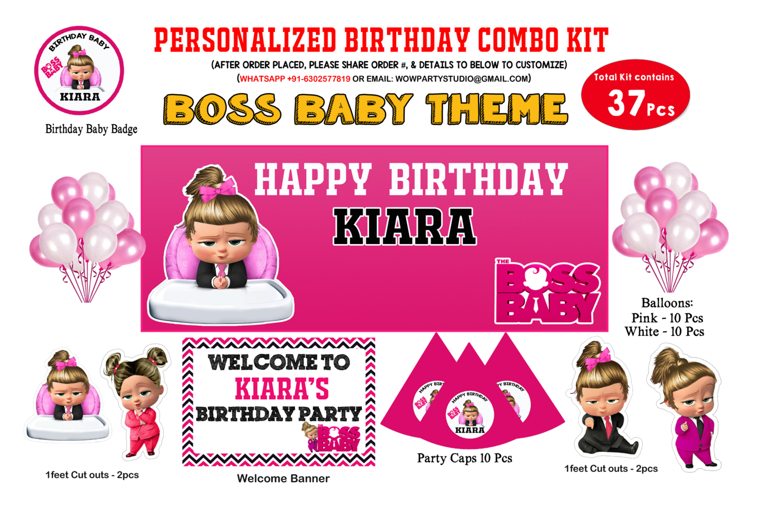 Boss Baby Girl Theme - Combo Kit 37Pcs