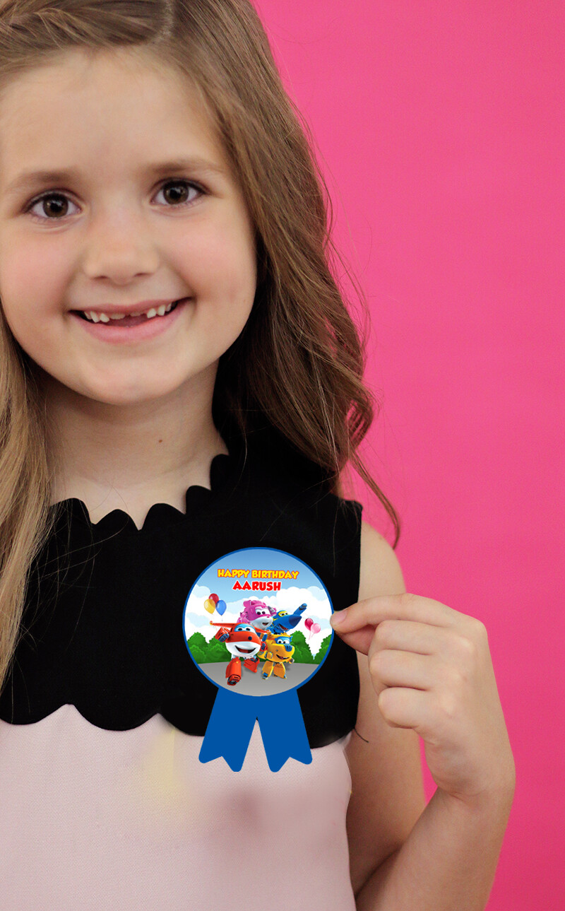 Super Wings Theme Birthday Badges (10 Pcs)