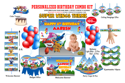 Super Wings Theme - Birthday Party Combo Kit-100Pcs
