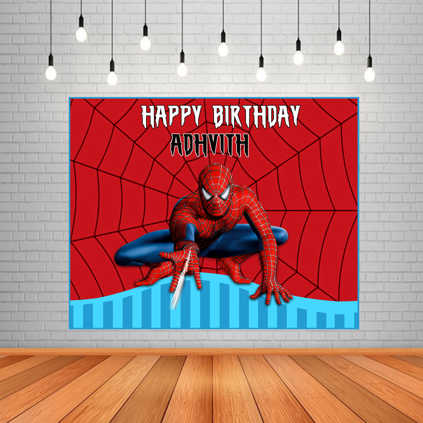 Personalized Spiderman Birthday Backdrop / Background Banner #2 (4ft x 5ft)
