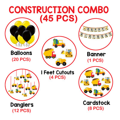 Construction Theme - Combo Kit 45Pcs (Non Personalized)