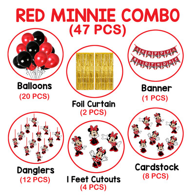 Minnie Mouse Theme - Combo Kit 47Pcs Red &amp; Gold (Non Personalized)