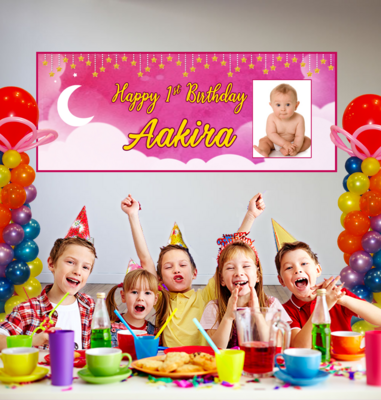 Twinkle Star-Girl Backdrop / Background Banner With Baby Picture (2ft x 5ft)