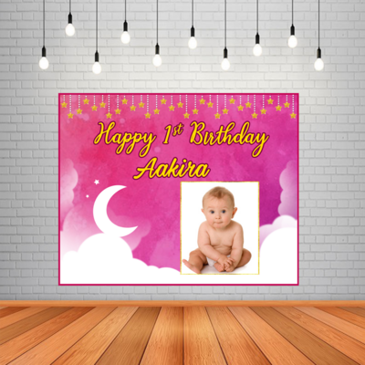 Twinkle Twinkle Theme Backdrop / Background Banner With Baby Picture (4ft x 5ft)