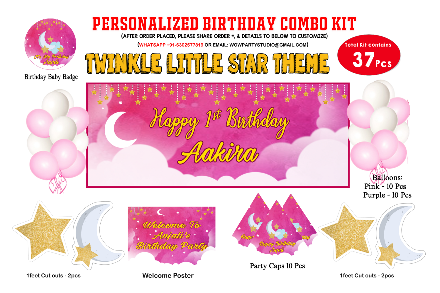 Twinkle Twinkle Star Girl Theme - Combo Kit 37Pcs
