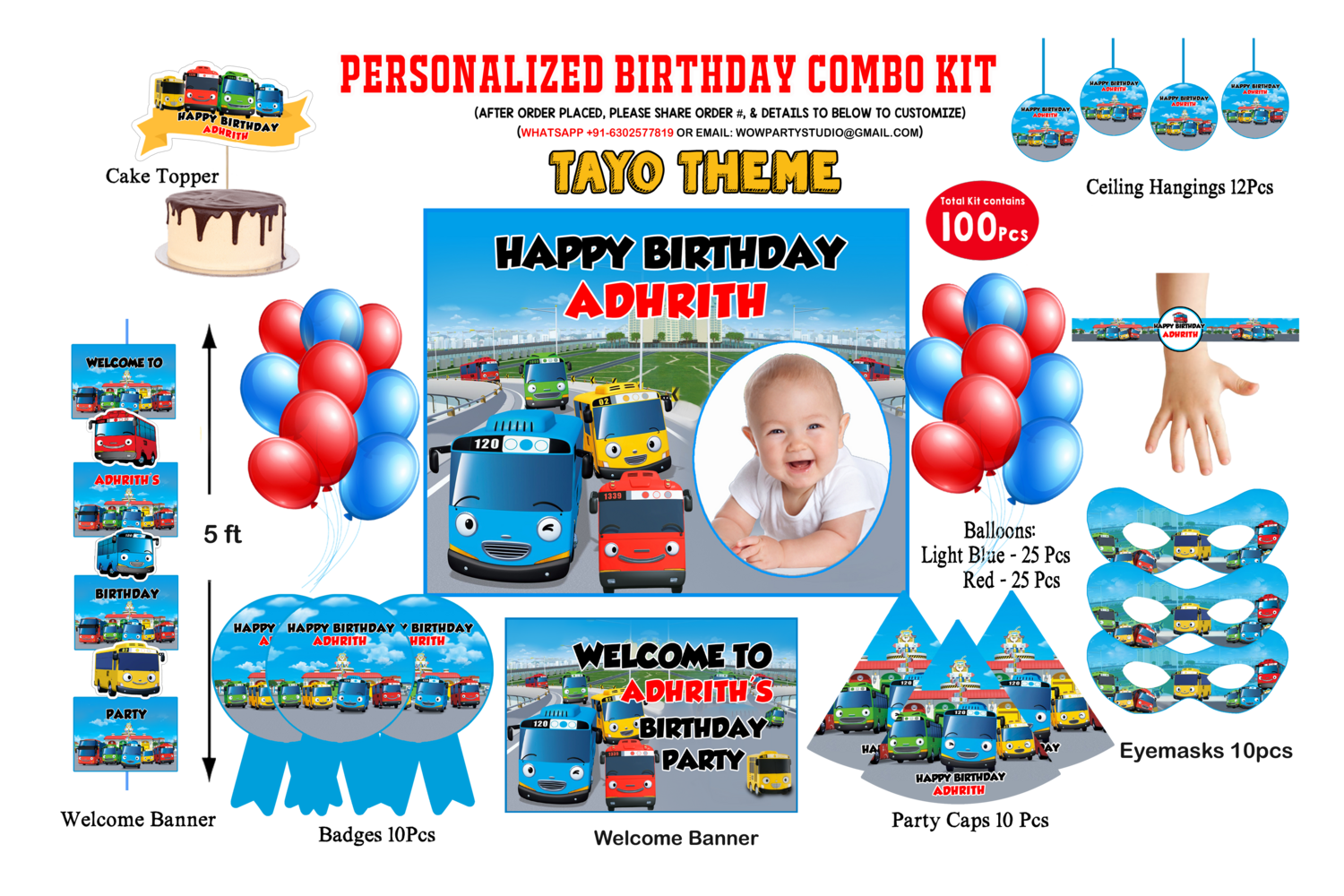 Tayo Bus Theme Birthday Party Combo Kit