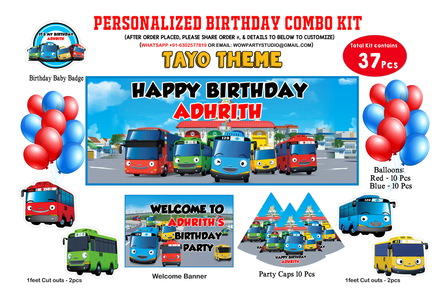 Tayo Bus Theme - Combo Kit 37Pcs