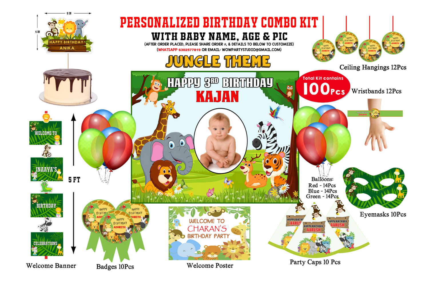 Jungle Theme - Birthday Party Combo Kit