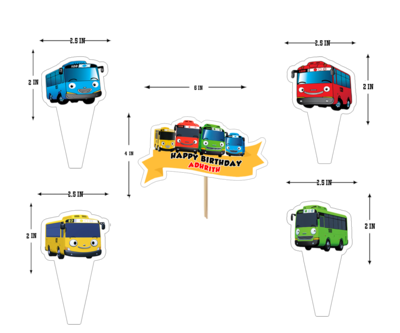 Tayo Bus - Cake Topper Set 5Pcs