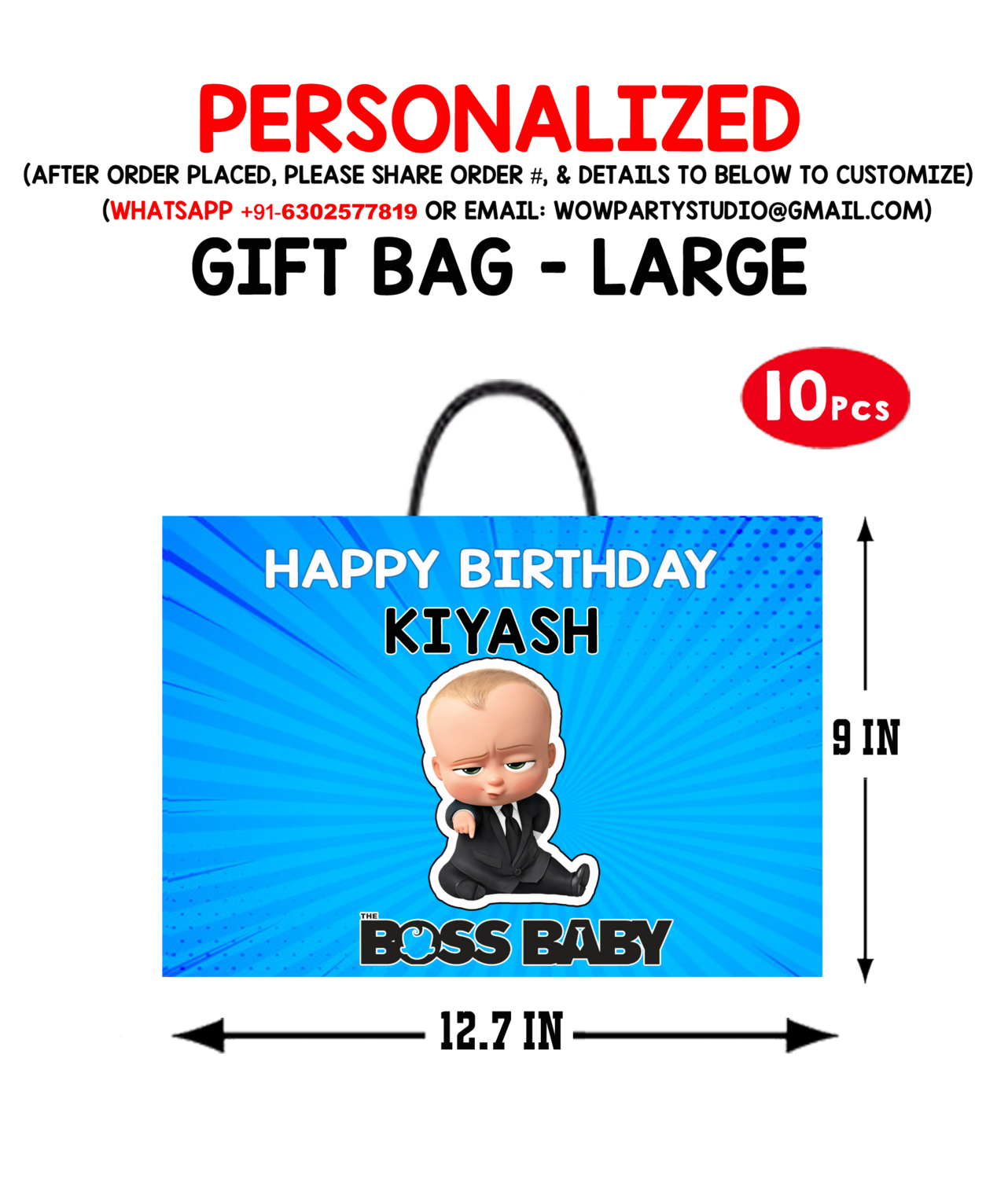 Boss Baby Gift Bag - Large (10 Pcs) Blue