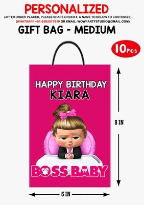 Boss Baby Theme - Gift Bag Medium (10 Pcs) - Pink
