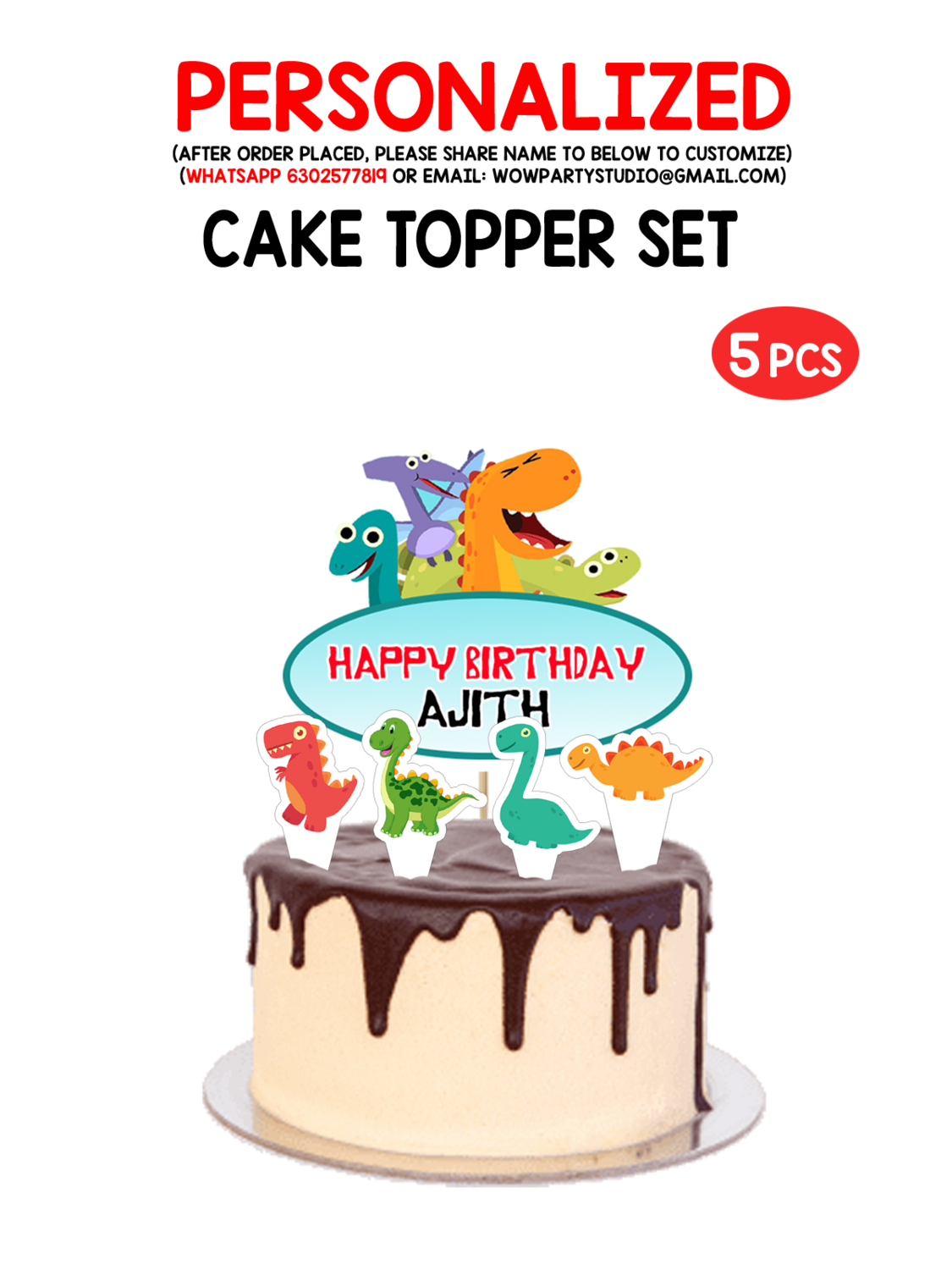 Dino - Cake Topper Set 5Pcs