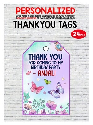 Butterfly Thank you Tags (24 Pcs)