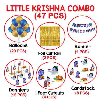 Little Krishna Theme - Combo Kit 47Pcs Gold (Non Personalized)