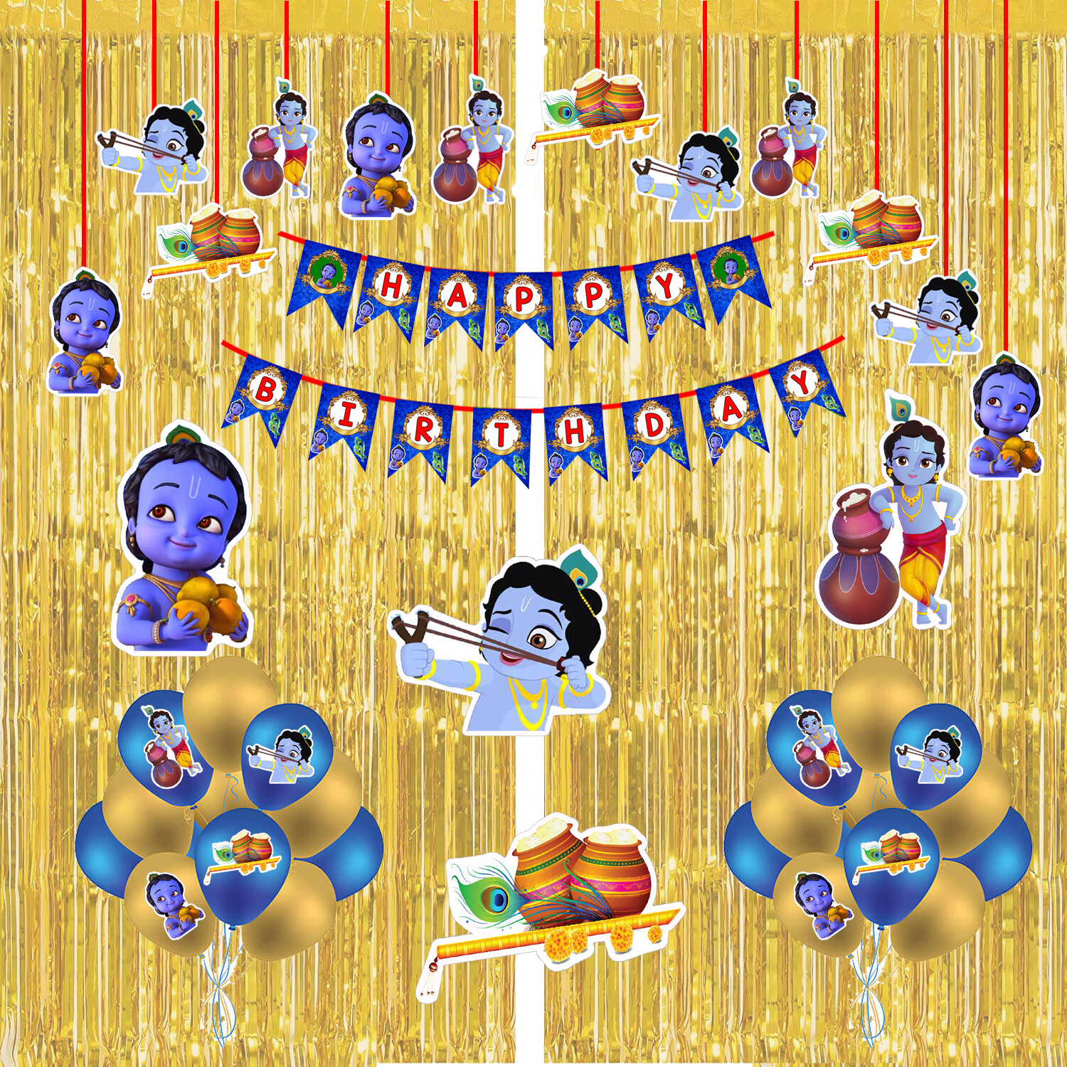 Little Krishna Theme - Combo Kit 47Pcs Gold (Non Personalized)
