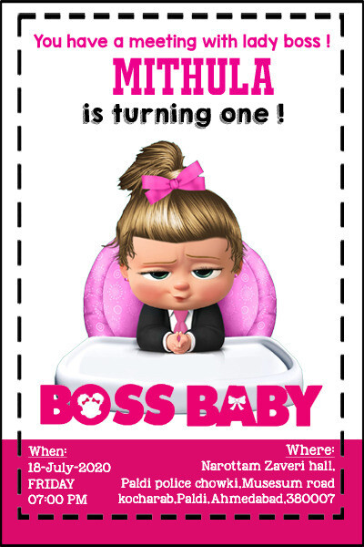Boss Baby Invitation Cards (16 Pcs) Pink